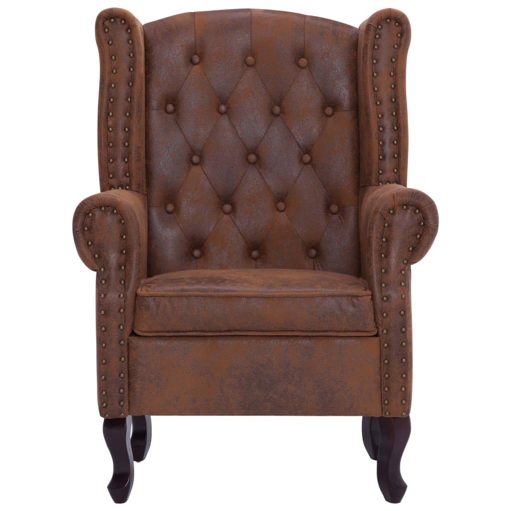 Fauteuil En Voetenbank Chesterfield-Stijl Kunstsuède