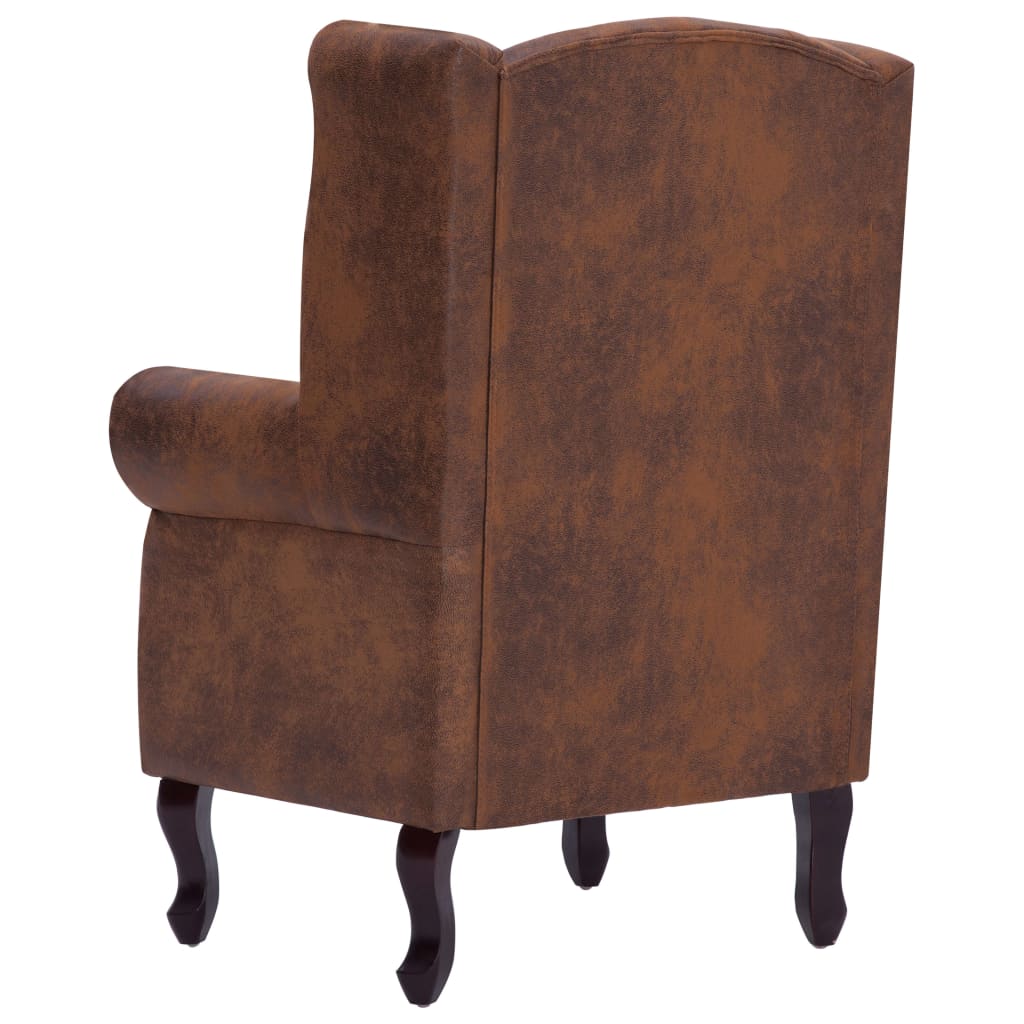 Fauteuil En Voetenbank Chesterfield-Stijl Kunstsuède