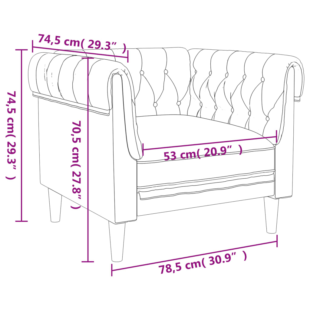 Fauteuil Chesterfield-Stijl Linnen