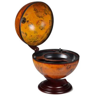 Klassieke Globebar Tafelmodel - Bruine Globe met Houten Voet