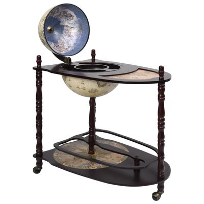 Renaissance Vrijstaande Globebar met Luxe Tafel en Schap - Bruine Globe met Groene Tint