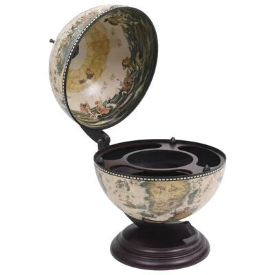 Klassieke Globebar Tafelmodel - Witte Globe met Houten Voet