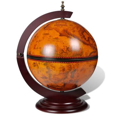 Klassieke Globebar Tafelmodel - Bruine Globe met Houten Voet