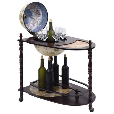 Renaissance Vrijstaande Globebar met Luxe Tafel en Schap - Bruine Globe met Groene Tint