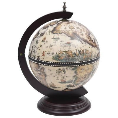 Klassieke Globebar Tafelmodel - Witte Globe met Houten Voet