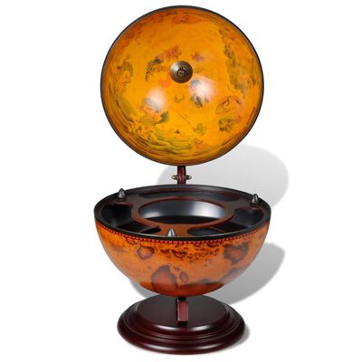 Klassieke Globebar Tafelmodel - Bruine Globe met Houten Voet