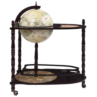 Renaissance Vrijstaande Globebar met Luxe Tafel en Schap - Bruine Globe met Groene Tint