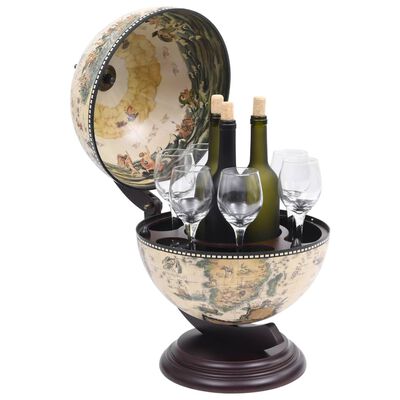 Klassieke Globebar Tafelmodel - Witte Globe met Houten Voet