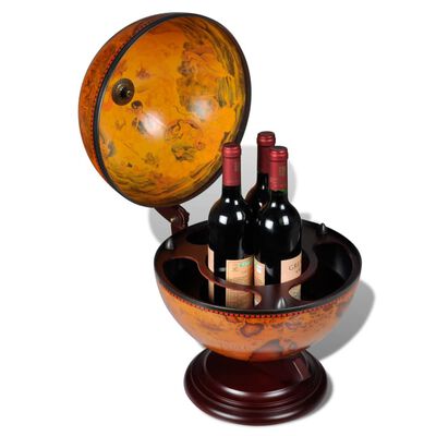 Klassieke Globebar Tafelmodel - Bruine Globe met Houten Voet