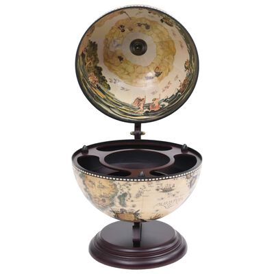 Klassieke Globebar Tafelmodel - Witte Globe met Houten Voet