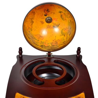 Renaissance Vrijstaande Globebar met Luxe Tafel en Schap - Bruine Globe