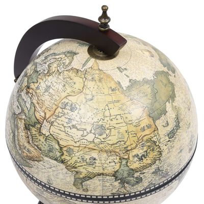 Klassieke Globebar Tafelmodel - Witte Globe met Houten Voet en Blauwe Fresco's