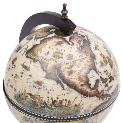 Klassieke Globebar Tafelmodel - Witte Globe met Houten Voet